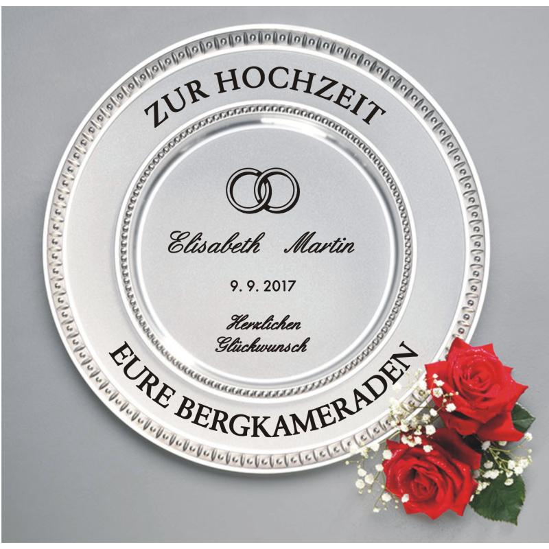Zinn Teller mit Gravur Grüne Hochzeit