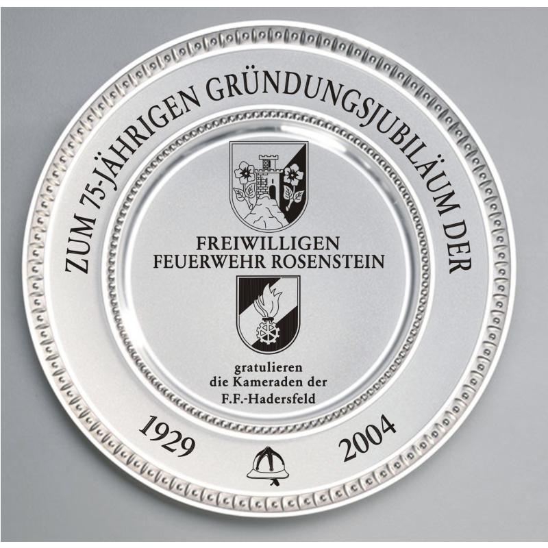 Zinn Teller mit Gravur Gastgeschenk Gründungsjubiläum