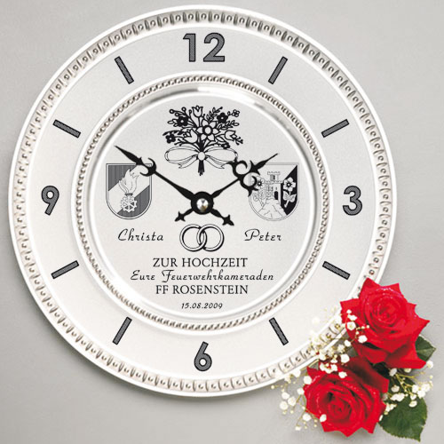Zinn Uhr mit Gravur Geschenk zur Hochzeit