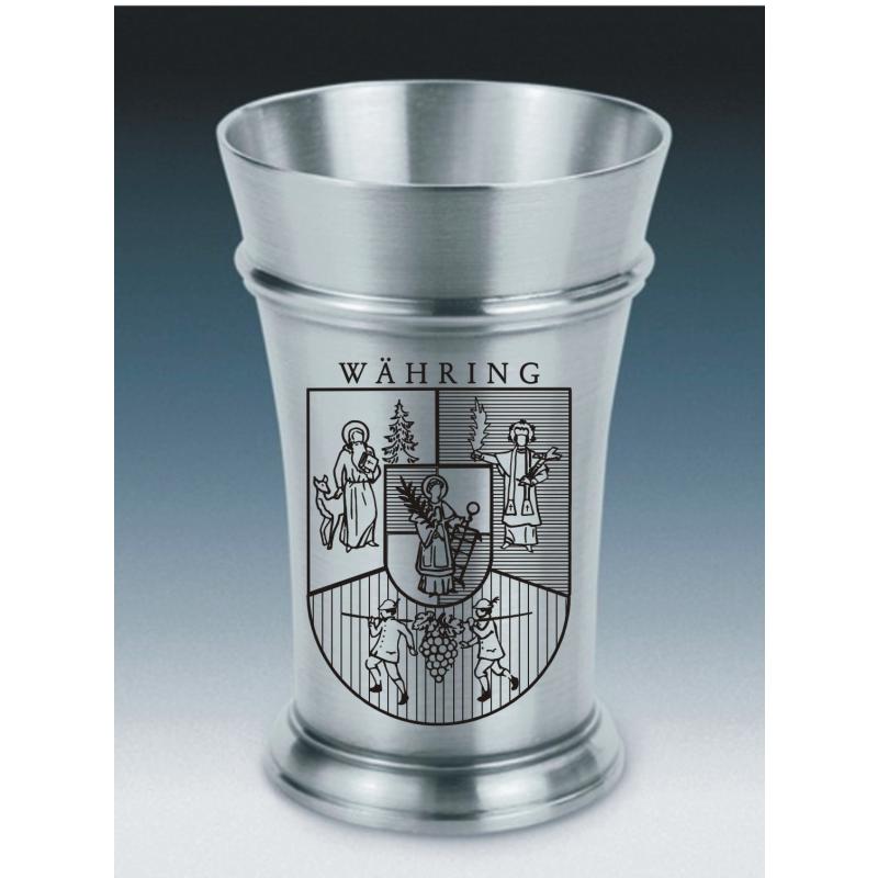 Zinn Becher mit Gravur Bezirkswappen