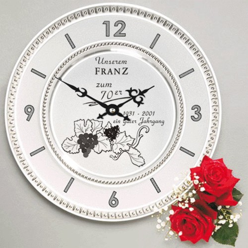Zinn Uhr mit Gravur - Zum 70. Geburtstag