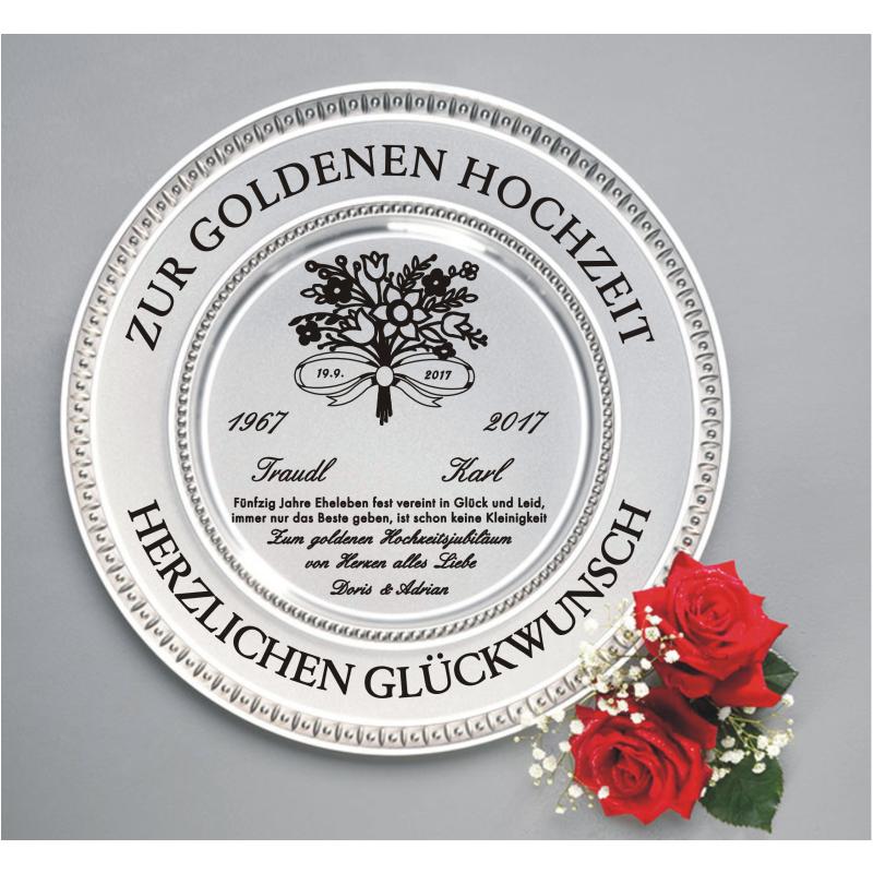 Zinn Teller mit Gravur Spruch