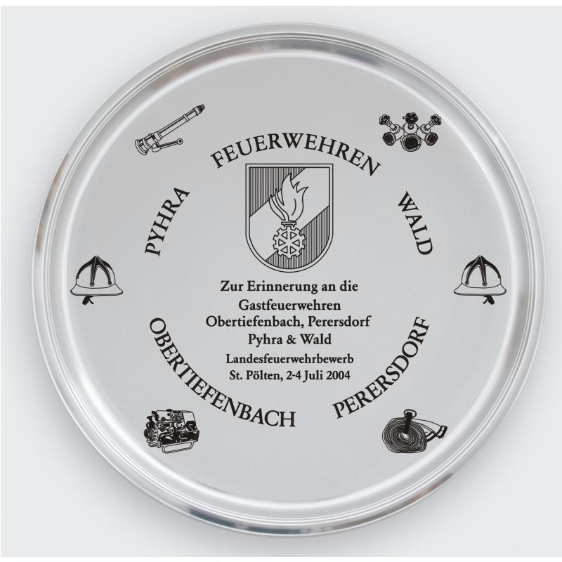 Zinn Tablett mit Gravur Gastgeschenk Leistungsbewerbe