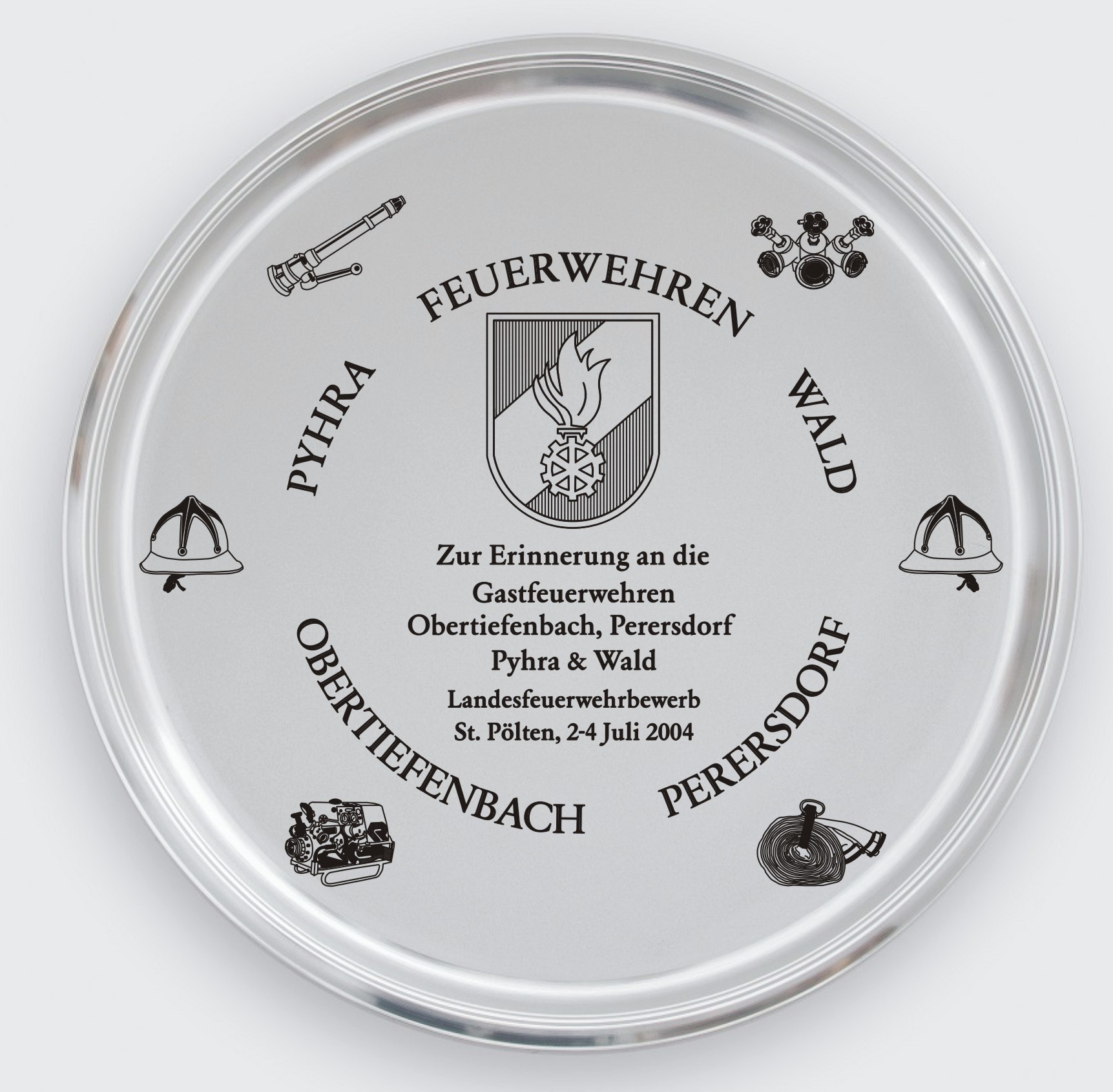 Zinn Tablett mit Gravur Gastgeschenk Leistungsbewerbe