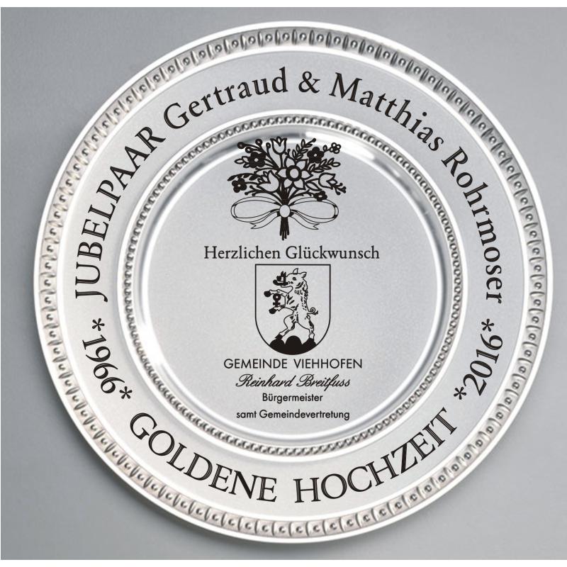 Zinn Teller mit Gravur Goldene Hochzeit Standard