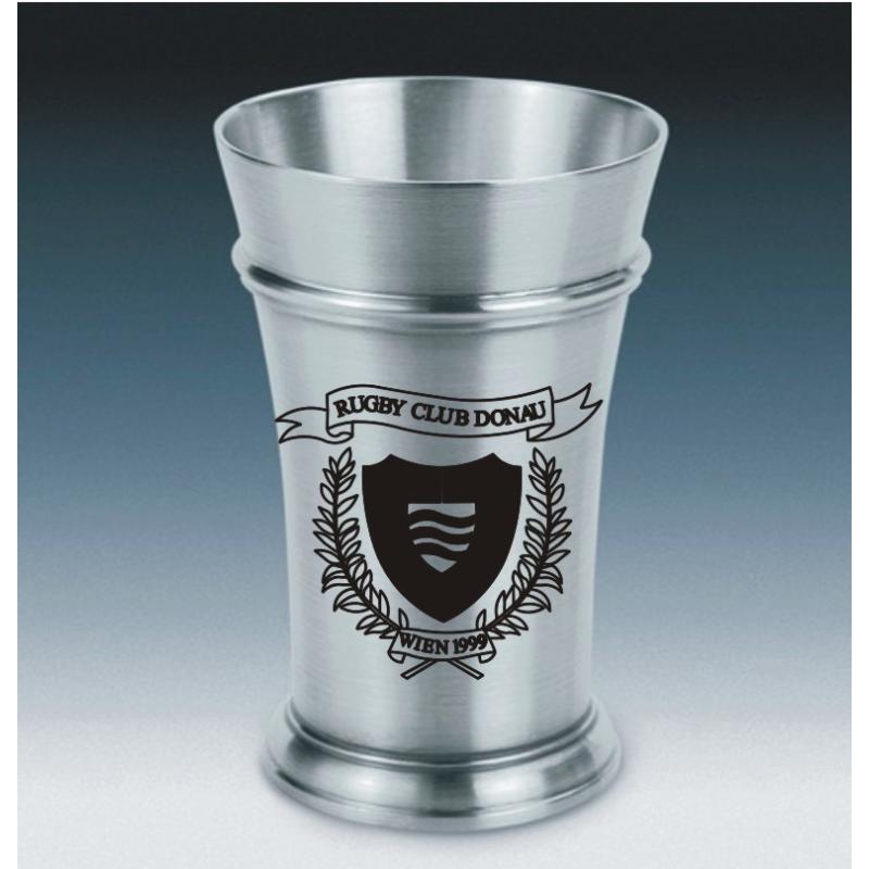 Zinnbecher mit Gravur Motiv Rugby 13,5cm Vereinslogo