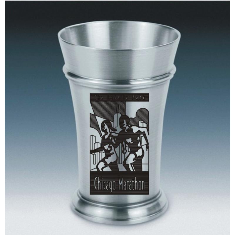 Zinnbecher mit Gravur Motiv Marathon 13,5cm Chigago