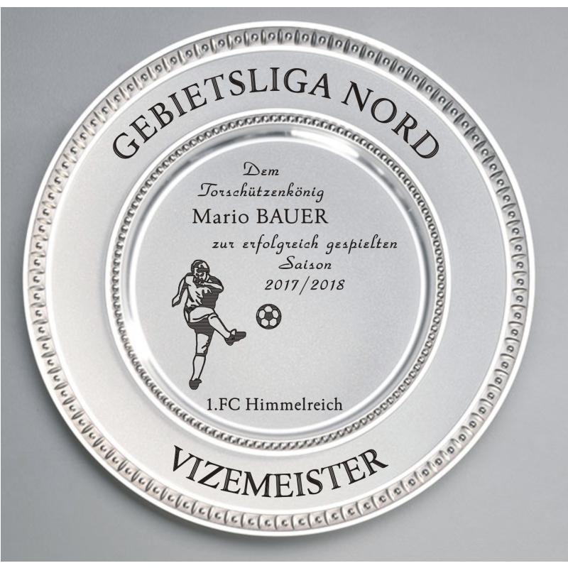 Zinn Teller mit Gravur Torschützenkönig