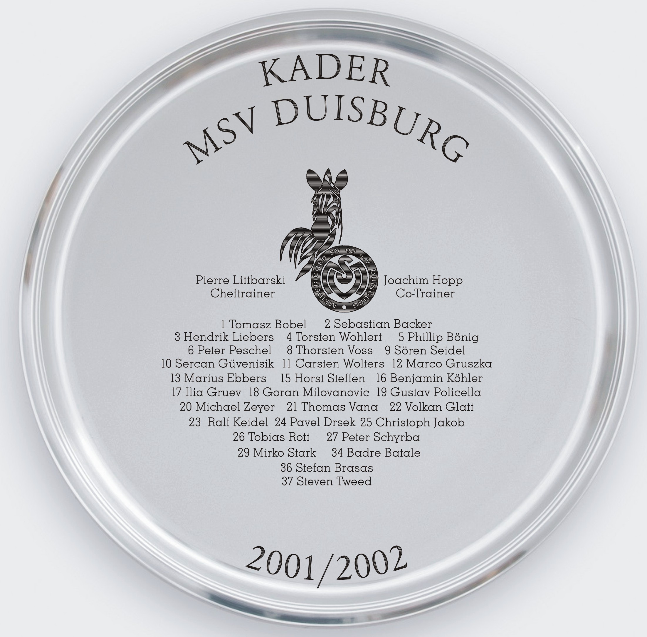 Zinn Tablett mit Gravur Kader